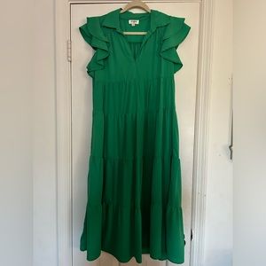 UMGEE kelly green ruffle cap sleeve dress